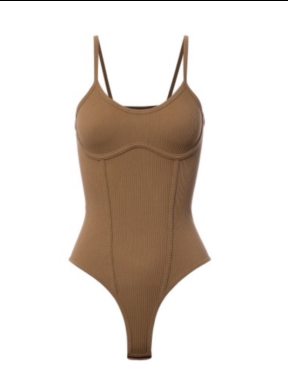 NWOT Ribbed Contour Bodysuit - Brown